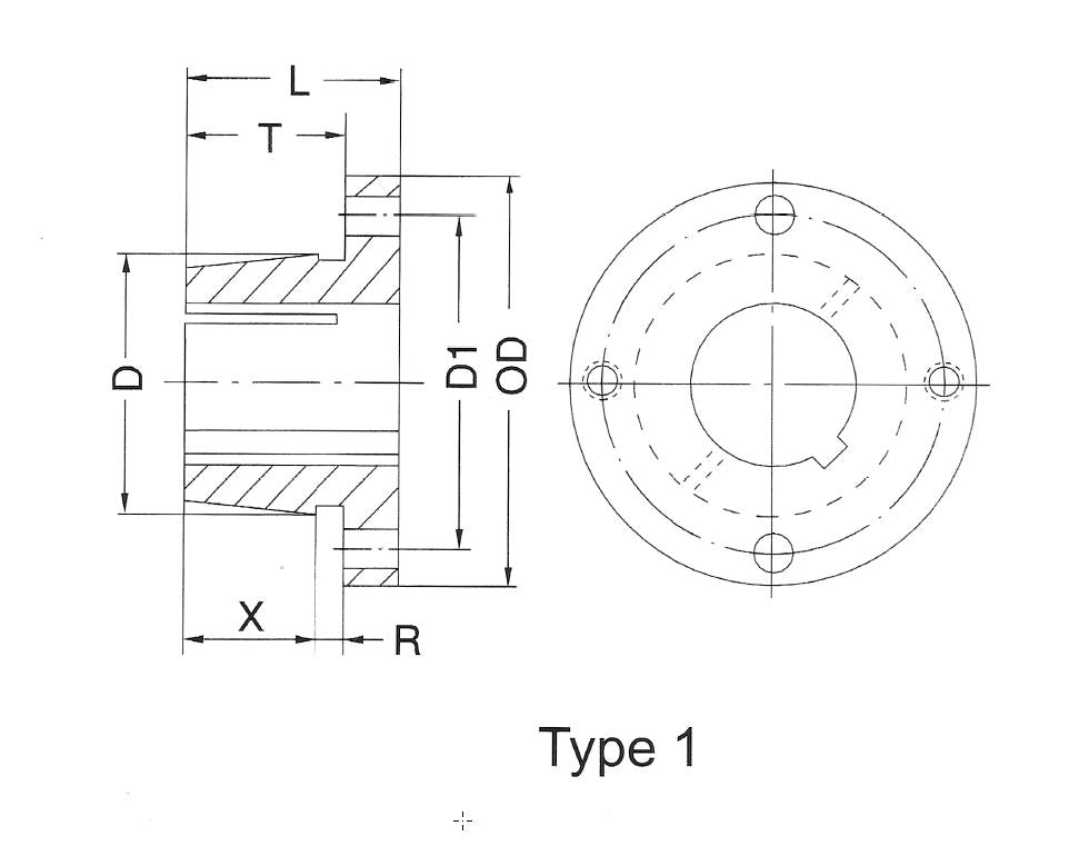 H Series Split Taper Bushing 1/2 Bore