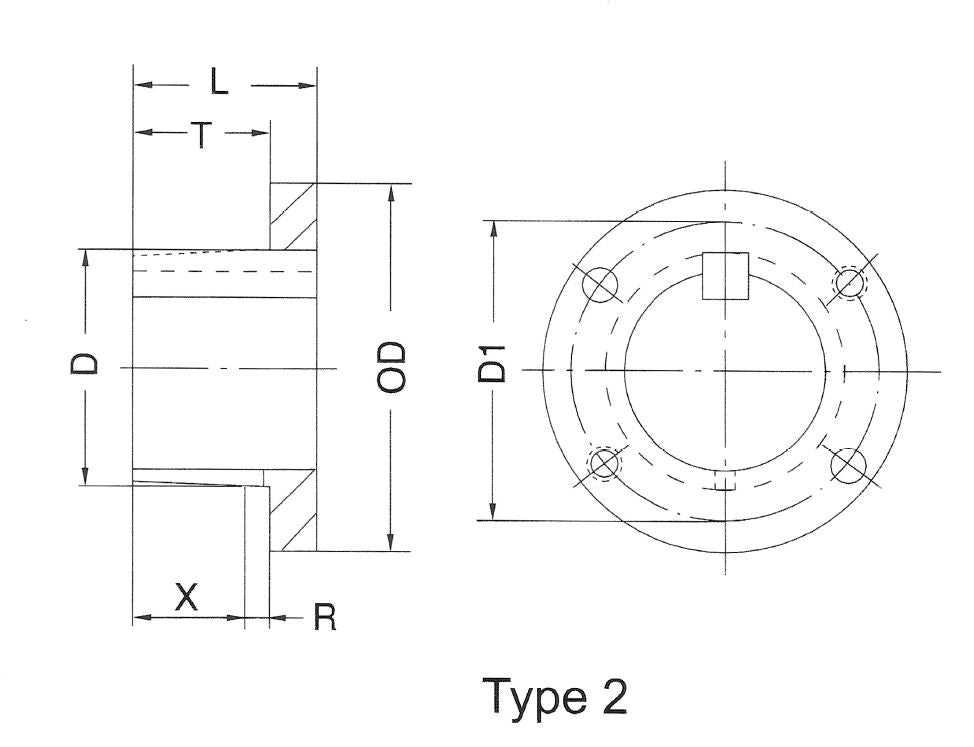 H Series Split Taper Bushing 1-7/16 bore