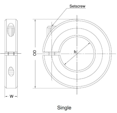 Single Split Shaft Collar 3-1/2